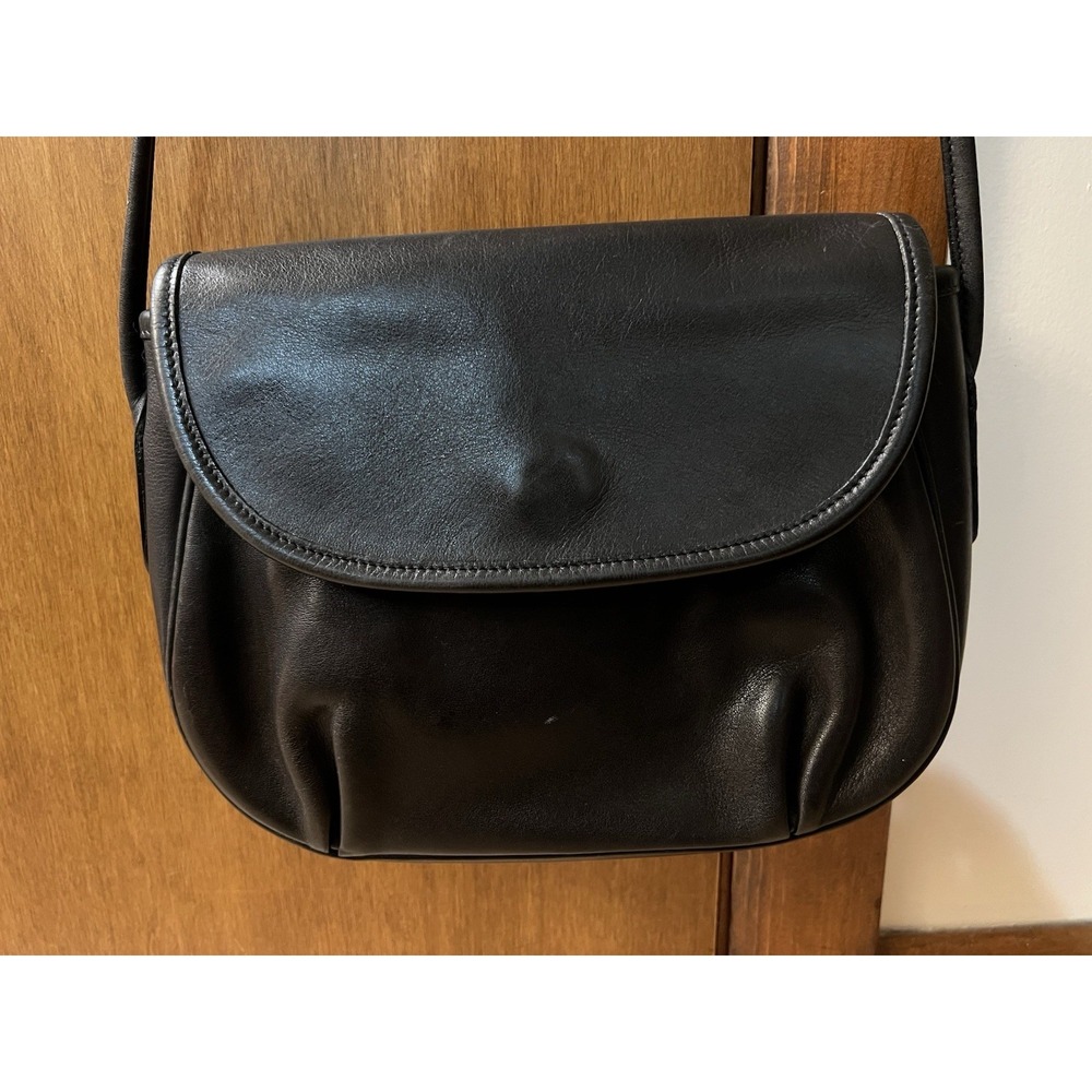 Vintage Coach Cafe 4111‎ Black Leather Crossbody Bag Made In Italy 1751-392 - Picture 2 of 16